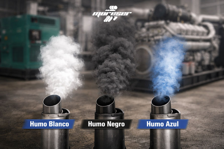 Humo en el escape en un motor diesel